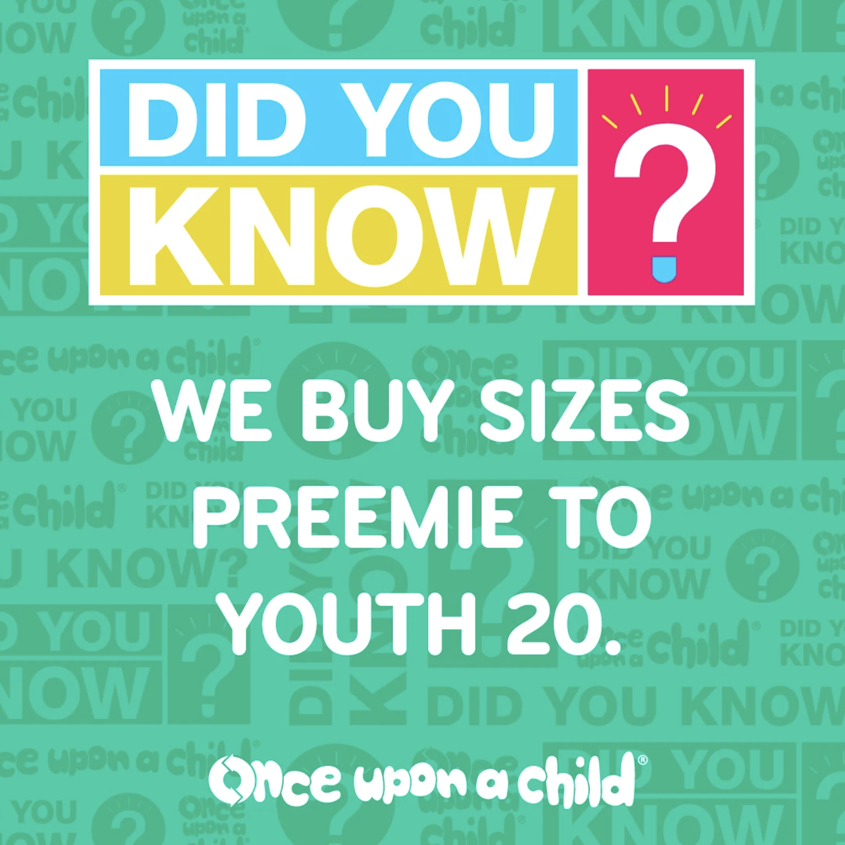 we buy sizes preemie to youth 20